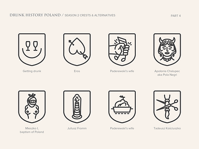 Drunk History Poland Series - Season II, Crests, part 4 of 4 crest drunk history icon illustration line art