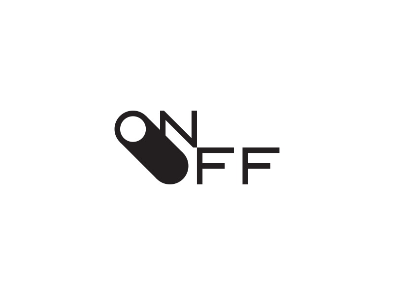 ON / OFF black logo on off switch white