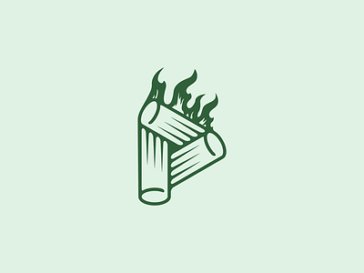 P for Pellet ecology fire logo design pellet