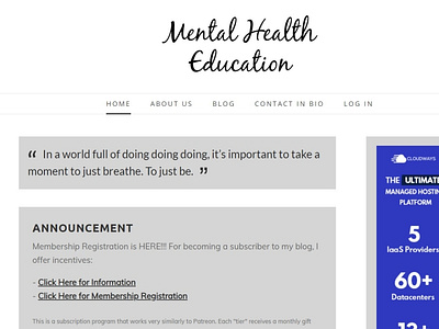 Mental Health Education Website (Sample)