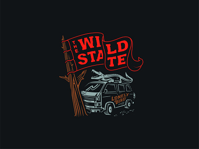 The Wild State Illustration alligator crocodile design graphic design illustration outdoors sticker design survival travel tree trip van vector voyage wild life wood