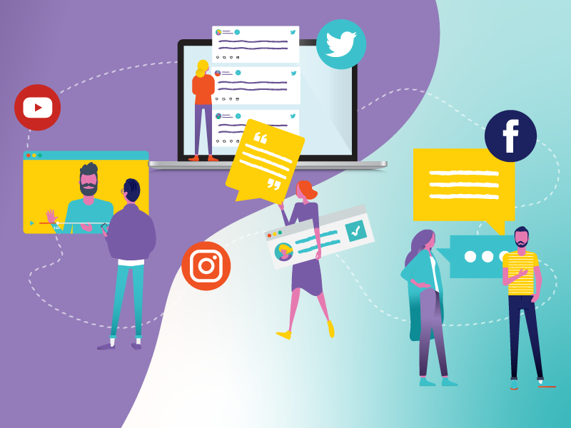 Social Media design vector characters design character animation illustration concept character concept