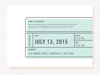 Your Ticket | 2015 Paper Culture 5x7 card card design clean design graduation graphic design minimal minimalist print simple type typography