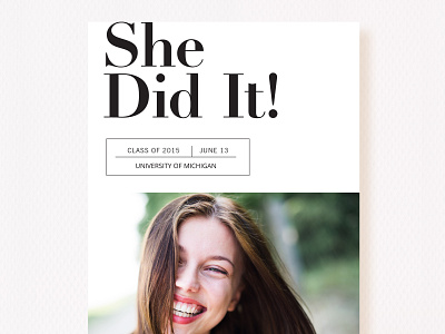 She Did It | 2015 Paper Culture 5x7 card card design clean design graduation graphic design minimal minimalist print simple type typography