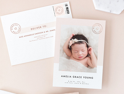 Golden Introduction | Birth Announcement 5x7 card card design clean design graphic design minimal minimalist type typography