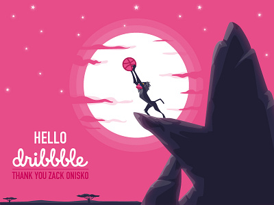 Hello Dribbble first shot hello dribbble illustration invites lion king zack onisko