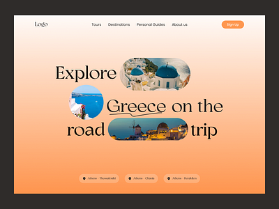 Travel in Greece - Landing Page design landing logo orange travel ui