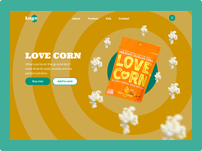 Snacks – Website Concept bright color colorfull corn design food illustration landing orange snacks ui