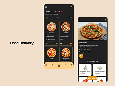 Food Delivery App app color delivery design food mobile pizza ui