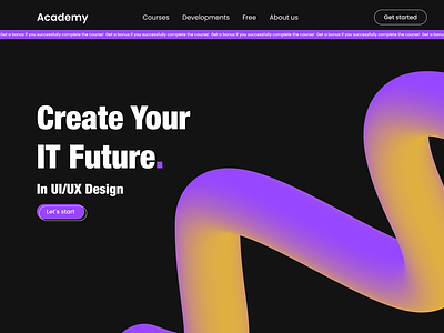 IT Academy 3d academy animation color design education it landing school ui