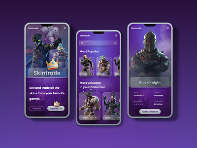Gaming / Skin Trading Mobile App. app app design design esport gamer games gaming interface marketplace mobile mobile app mobile ui phone skins trading ui ui design