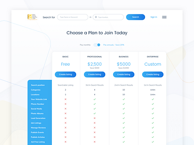 Pricing Page account listing pay plans price pricing pricing plan