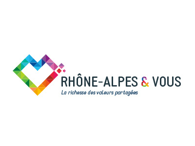 Logo Rhône-Alpes & vous coeur couleurs logo mosaique