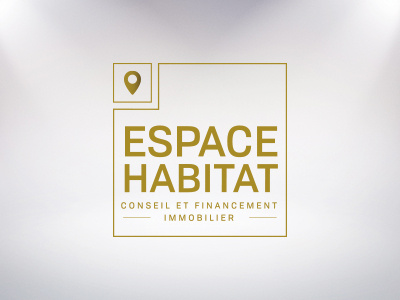 Logo Espace Habitat carré espace habitat logo or vitrophanie
