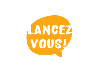 logo Lancez-vous ! bulle dialogue go hand typo lancez vous logo start typo