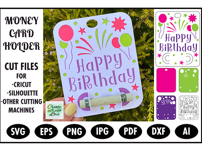 BirtMoney card Holder. Template file SVG. Cricut