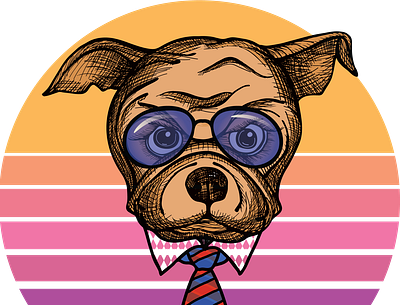 Vintage Sunset Pug Dog design dog graphic design illustration pod pug retro sunset vintage