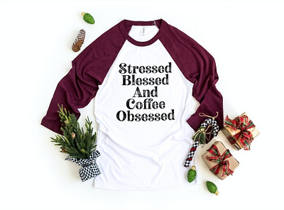 Stressed Blessed and coffee obsessed design graphic design illustration pod typography