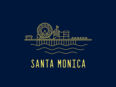 Santa Monica Pier Icon california icon illustration line art pier rebound santa monica scene socal