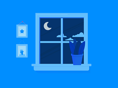 A Prior Life blue illustration illustrator light blue night night time window
