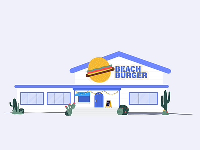 Beach burger building burger illustration