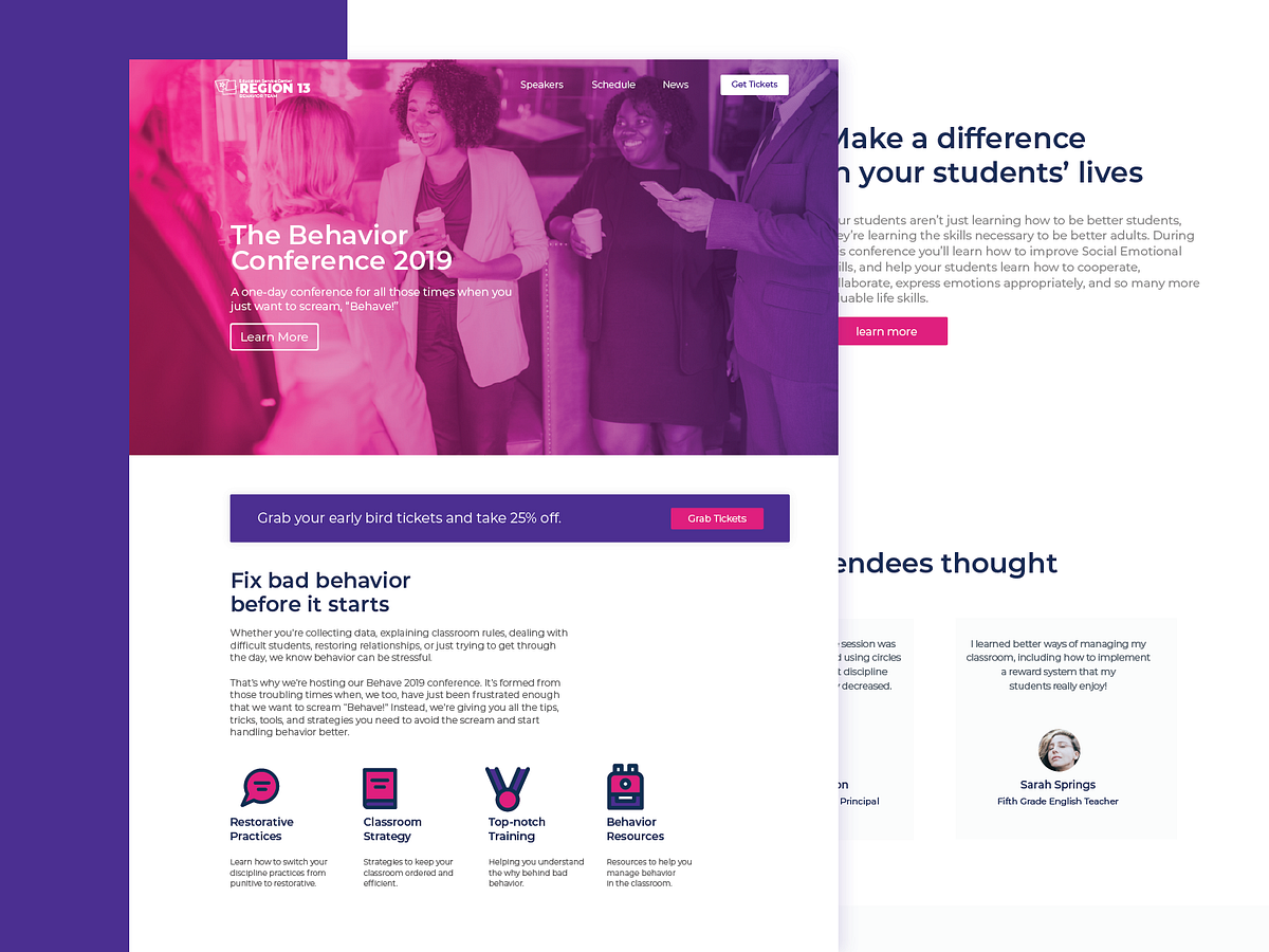 Behave Conference Page by Cole Bubenik on Dribbble