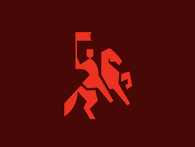 Guy with a flag on a horse. Icon. character geometric heraldry horse horse icon icon minimal orange symbol