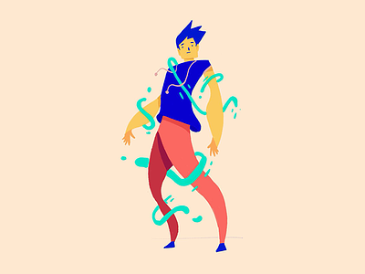 Musical Guy. blue cartoon character dance dancing dynamic movement music musical