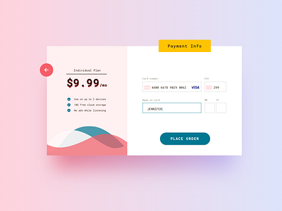 Daily UI 002 - Credit Card Checkout checkout credit card daily ui 002 dailyui subscription web interface