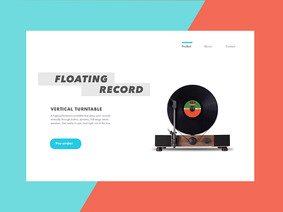 Daily UI 003 - Landing Page consumer electronics daily ui 003 dailyui e commerce landing page music music player retro vintage vinyl record palyer web design web interface