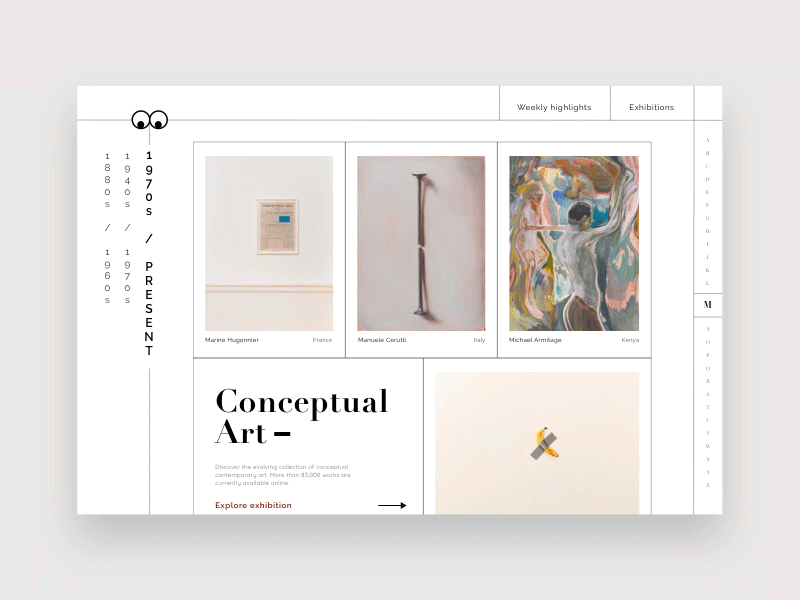 Daily UI 053 - Header Navigation art daily ui dailyui design challenge gallery interaction museum simple ui ux web web interface