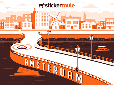 City of Amsterdam, NY amsterdam art bridge city cityscape design illustration landscape new york vector
