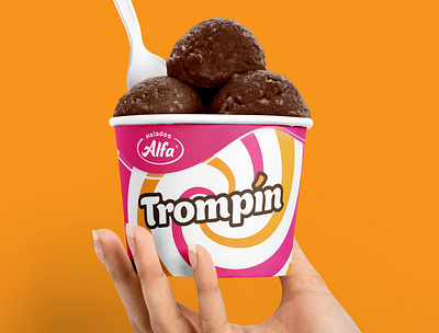Logo, packaging, and label design for Trompin. helados ice cream lettering letters logo typography vector