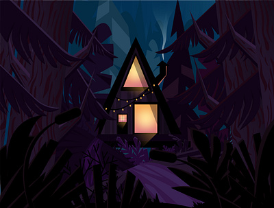 cozy forest hut illustration vector