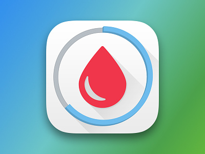 Diabetes Kit App Icon app blood drop graph icon long shadow