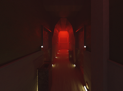 Red corridor 3d branding corridor graphic design light logo red