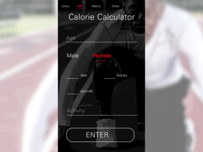 Daily UI #4 calculator calorie calculator dailyui mobile ui user interface