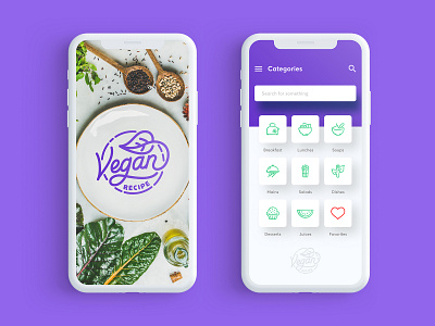 Vegan Recipes UI Design app app branding button design categories category page design diet app istanbul recipes ui uidesign vegan