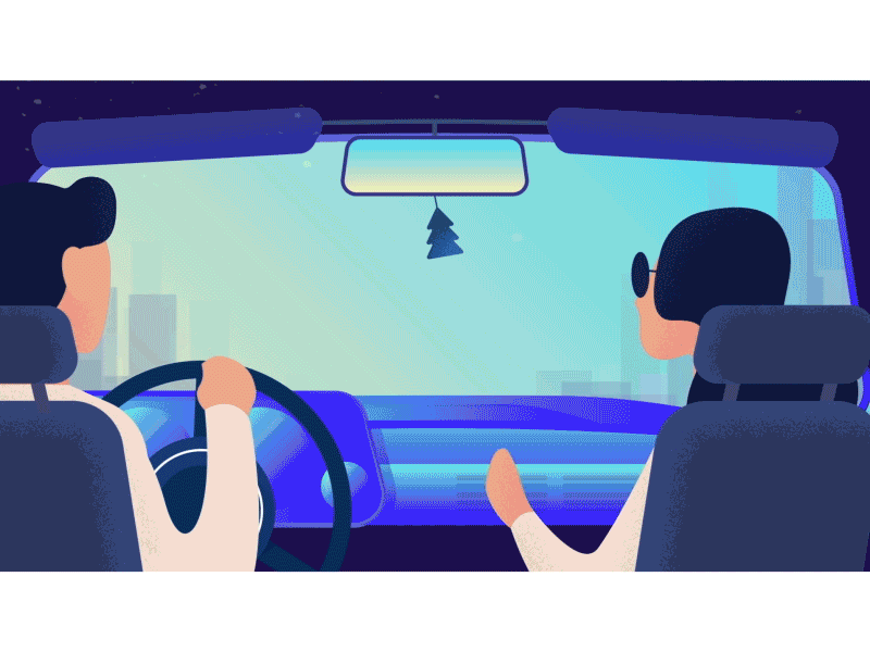 Road Trip Gif 2d animation car car gif car inside character drive gif gradient inside road road trip sky transition