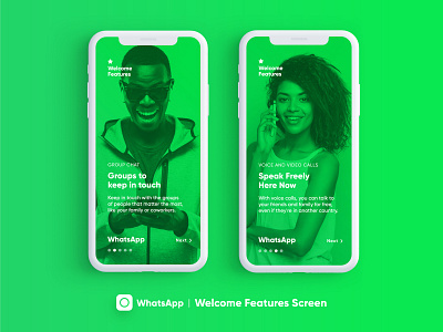 Whatsapp Features Screen app app branding call chat app design green home screen illustration istanbul message app ui uidesign whatsapp