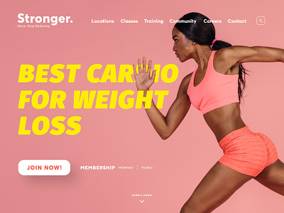 Stronger / Fitness Center #01 bar button design fitness gym gym website homepage join pink promo sports top bar ux ui web women