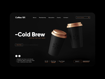 Cold Brew Recipe / Web UI bronze coffee cold cold brew design homepage info istanbul landing page mug recipe sale search bar ui uidesign ux web web design