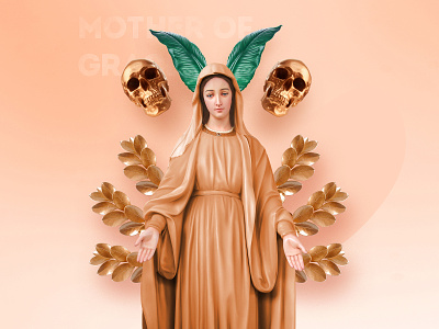 Mother Of Grace / Gold Edition 3d art color design god gold grace illustration jesus leaf skull ui uidesign web