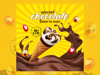 Ice cream banner banner design graphic design photoshop social media ui
