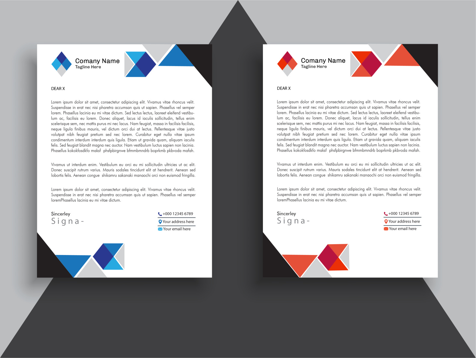 Triangle Design type professional letterhead template by Md Shahin Khan