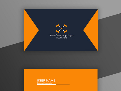professional black and orange business card in simple style