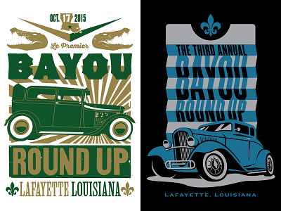 Bayou Round Up illustrations branding design illustration merchandise design print design typography