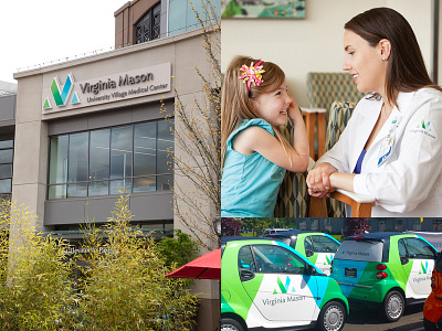 Virginia Mason Medical Center brand applications branding design environmental design logo signage