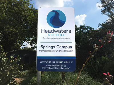 Headwaters School signage branding design environmental design logo signage