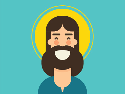 Jesus Smile character design flat illustration jesus mangoline minimal vector